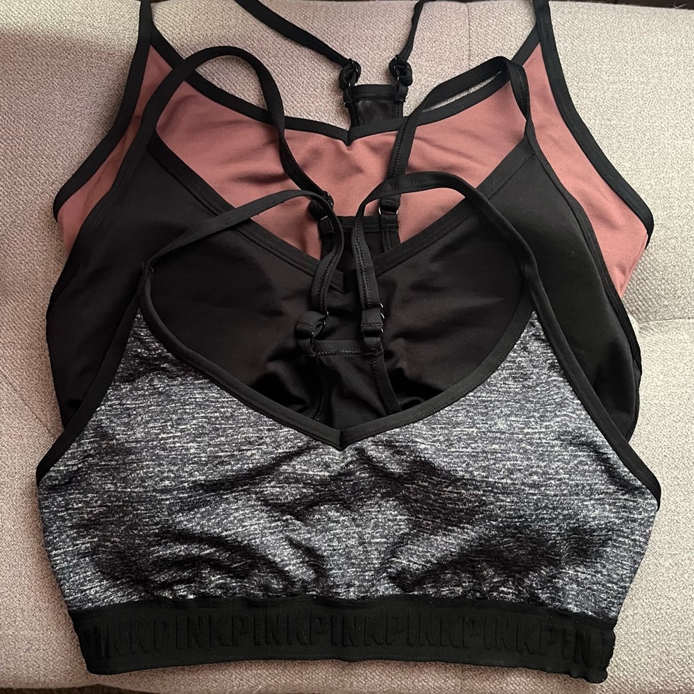 3 Victoria Secret Pink Ultimate Sports Bras- Size L